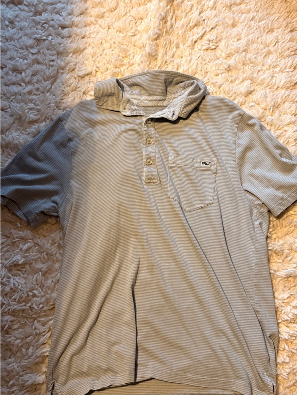 Vineyard Vines Men’s Short Sleeve Polo in Light Tan Stripe